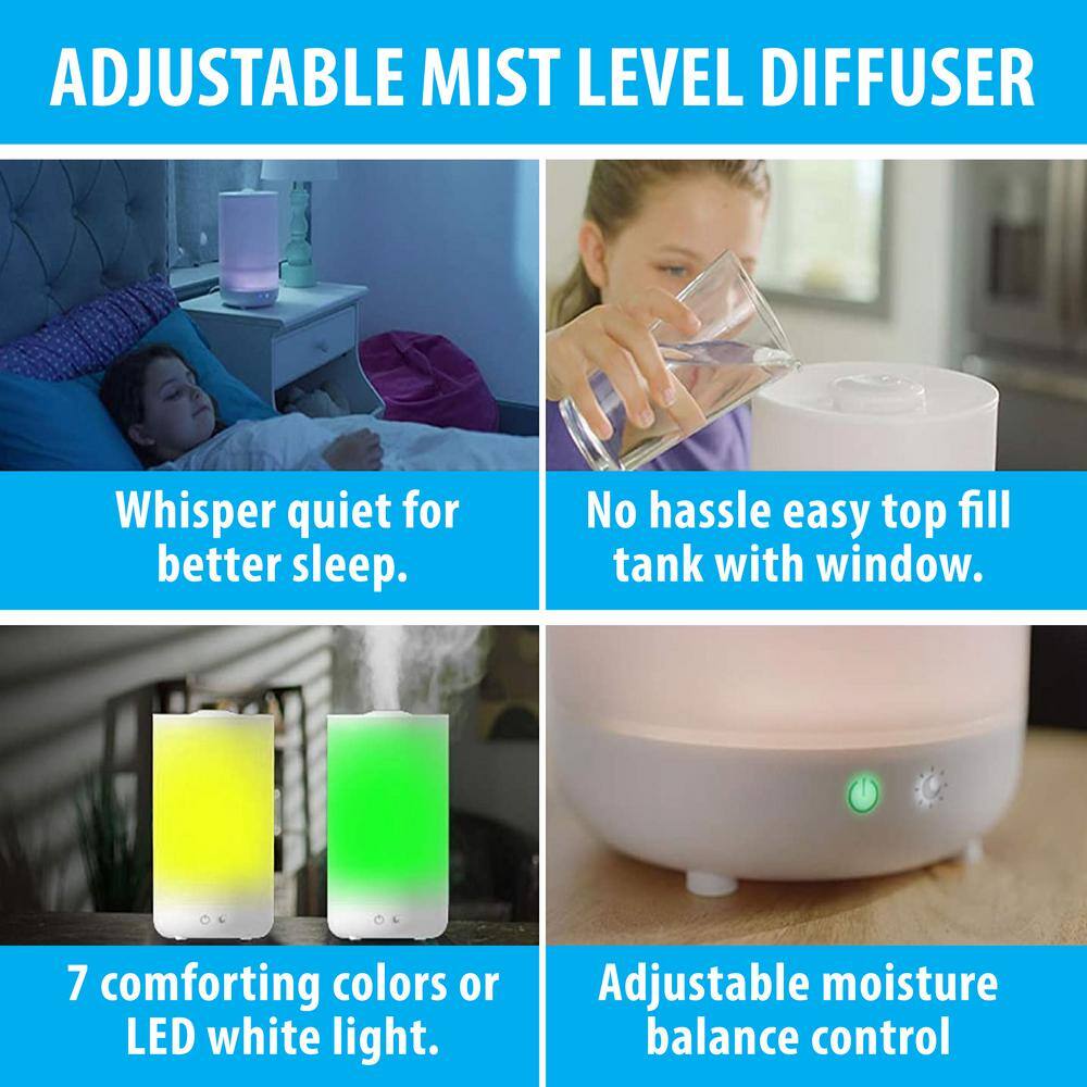 1 Gallon White Ultrasonic Color Changing Humidifier and Aroma Diffuser