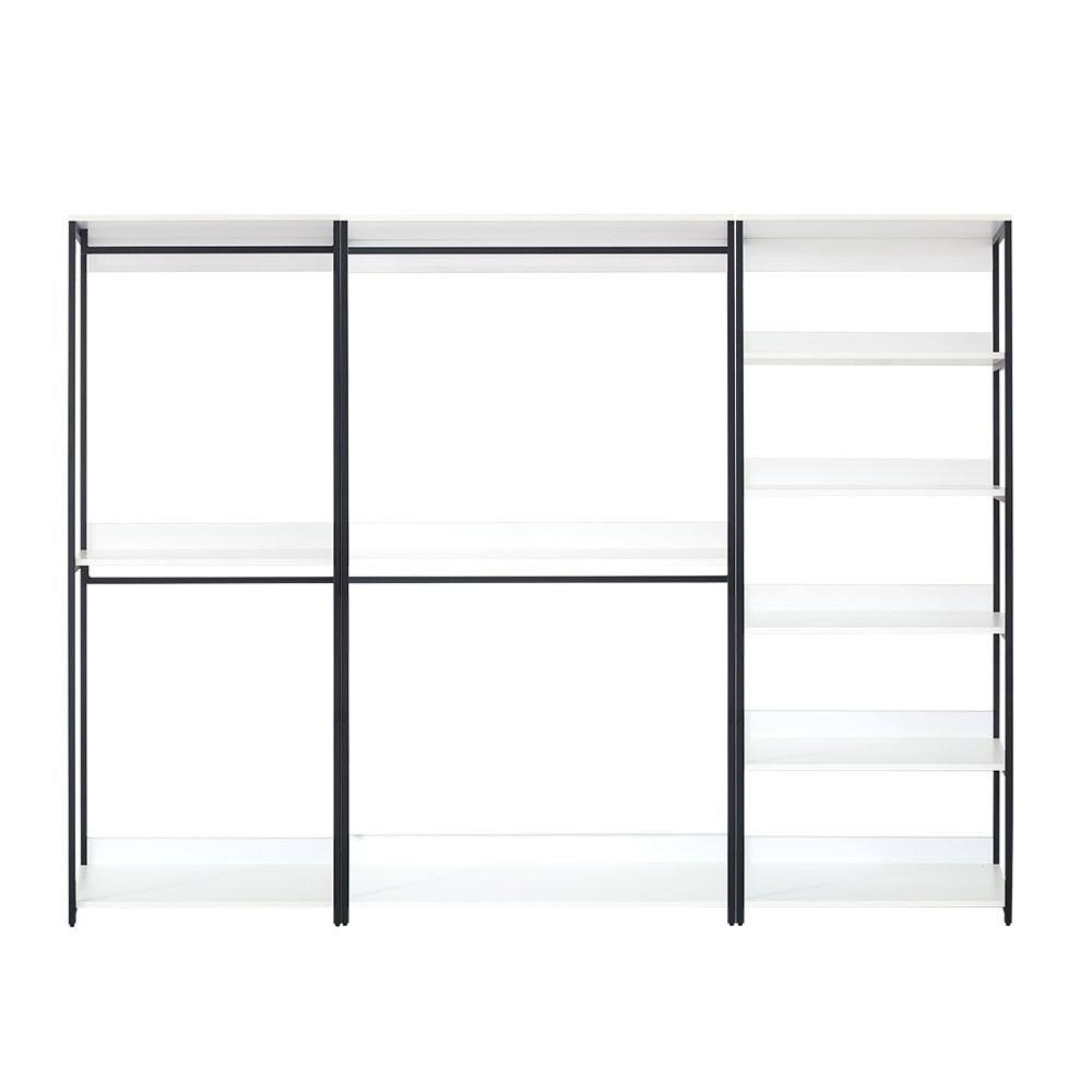 Fiona 111 in. W White Freestanding 3 Tower System 7 -Shelf Walk in Wood Closet System with Metal Frame price history on PriceWatchPro