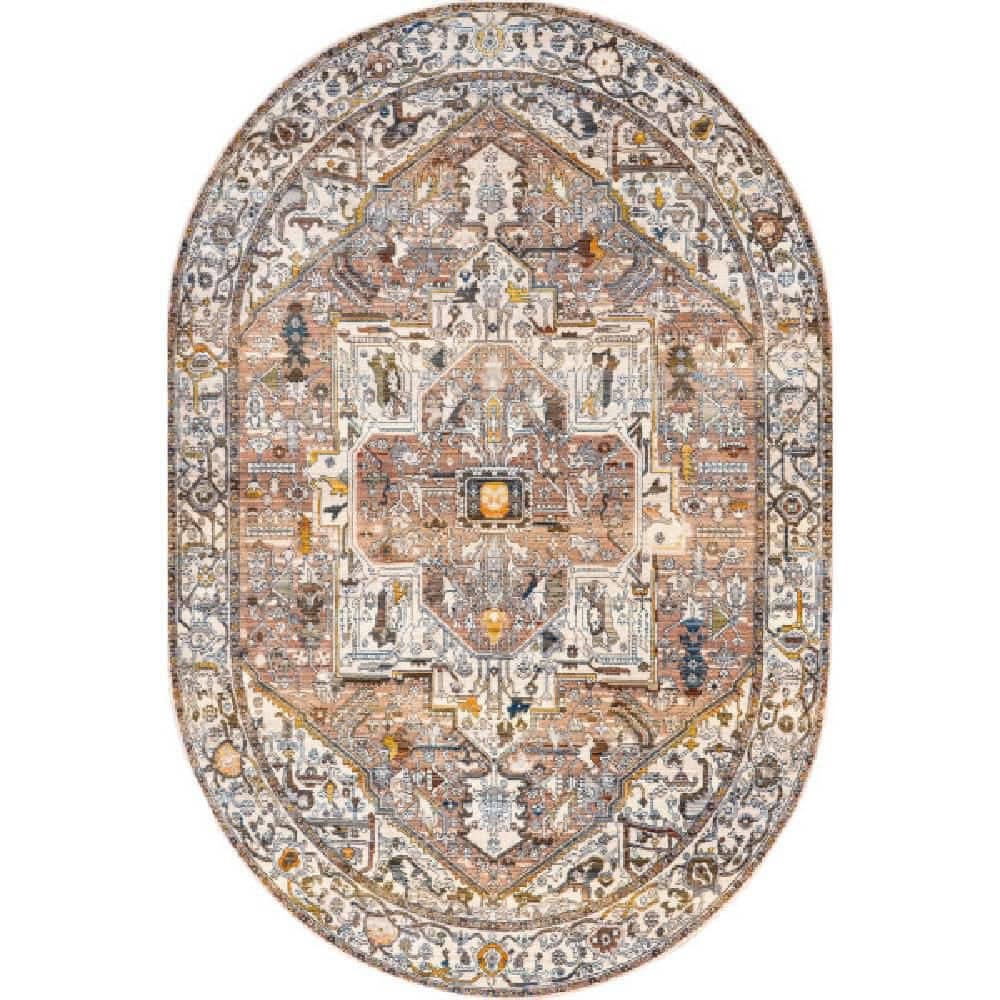 Ethel Medallion Fringe Rust 3 ft. x 5 ft. Indoor Oval Area Rug price history on PriceWatchPro
