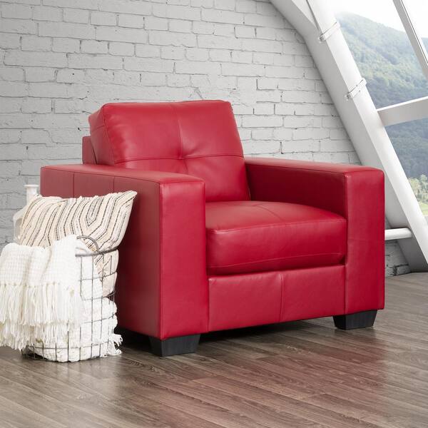 CorLiving Club Tufted Red Bonded Leather Chair