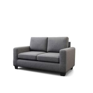 Shay 61 in. Charcoal Polyester Upholstered 2-Seater Track Arm Loveseat Sofa with Square Arms