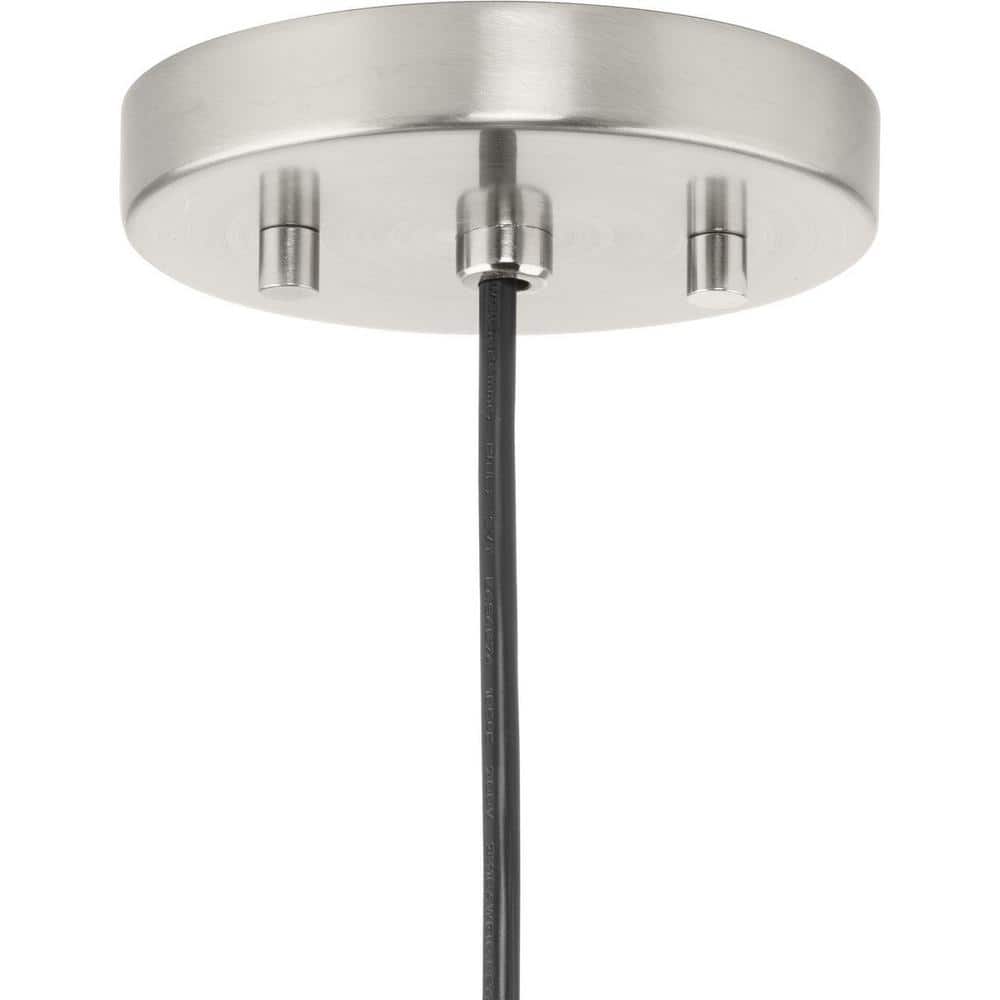 Elegant Brushed Nickel Pendant with White Dome Shade, 23.62"