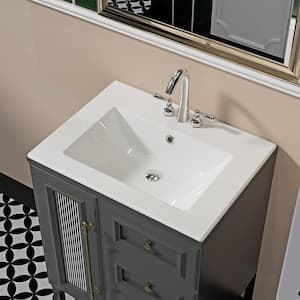 Huntington Beach 24 in. Bathroom Sink in White Ceramic Rectangular Drop-In with Overflow and 4 in. Faucet Holes