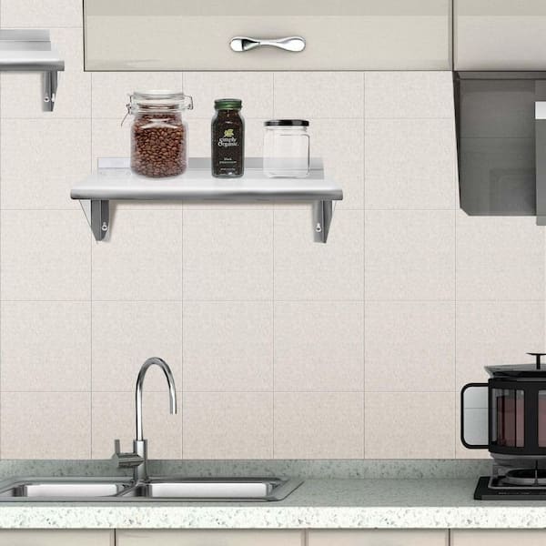 12 in. x 36 in. Stainless Steel Shelf, Wall Mounted Pot Rack 250 lb. NSF Commercial Floating Shelving for Kitchen