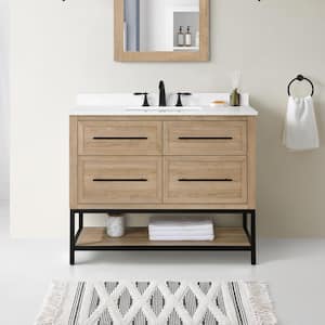 Corley 42 in. W x 19 in. D x 34.50 in. H Bath Vanity in Weathered Tan with White Engineered Stone Top