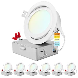 4 in. Gimbal Canless 12W 5 Color Options New Construction 950 Lumens Integrated LED Recessed Light Kit J-Box (6-Pack)