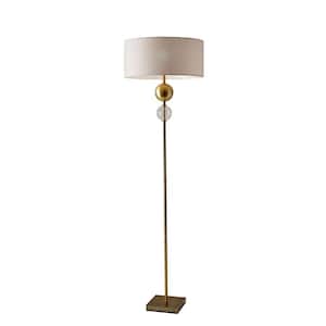 69 in. Brass Traditional Shaped Standard Floor Lamp With White Drum Shade