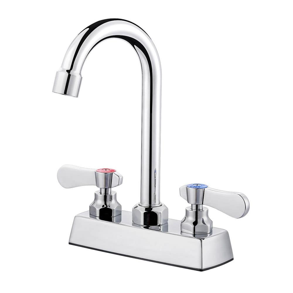 4 in. Center Double Handle Deck Mount Commercial Brass Standard Kitchen Faucet in Polished Chrome price history on PriceWatchPro