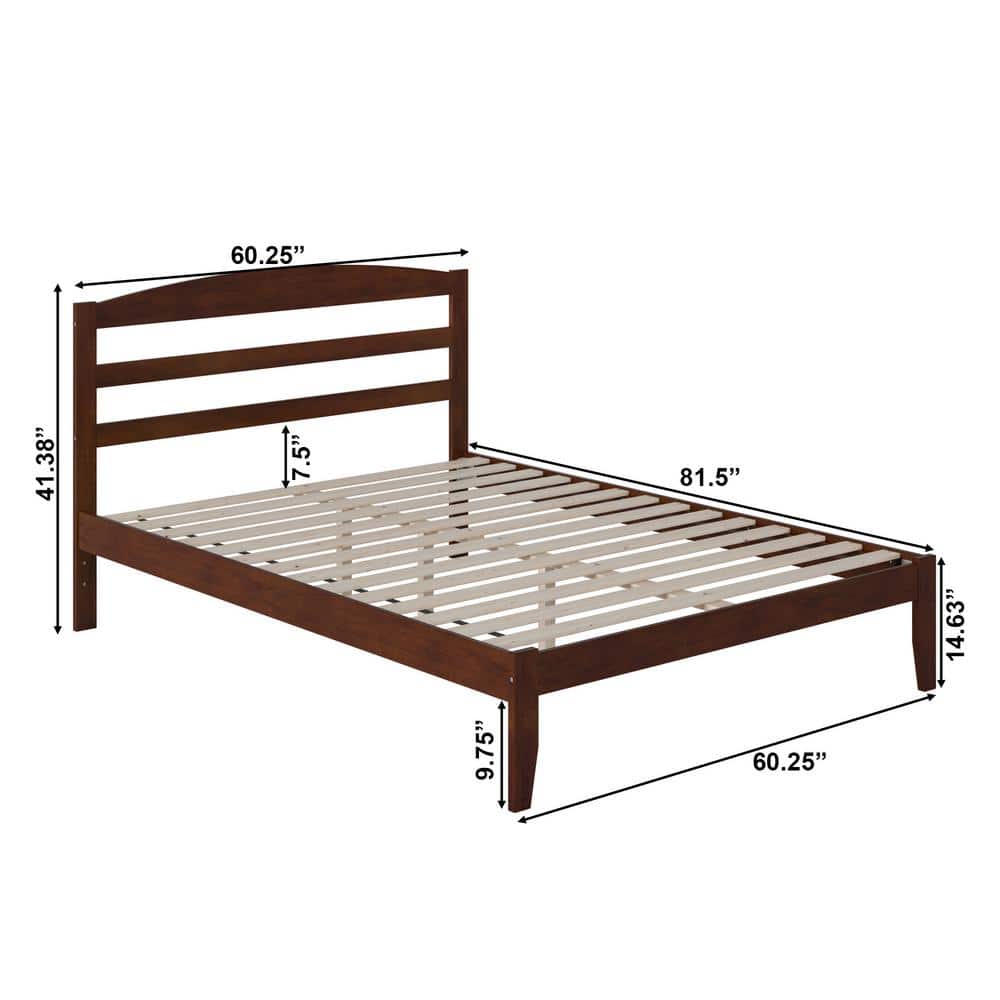 Warren Mission-Inspired Queen Platform Bed with USB Charger in Walnut