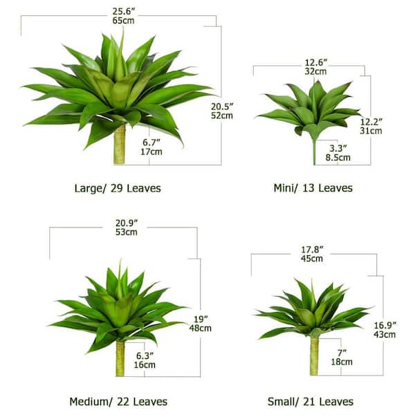 22 in. Green Outdoor Indoor Artificial Agave Shrub UV Resistant