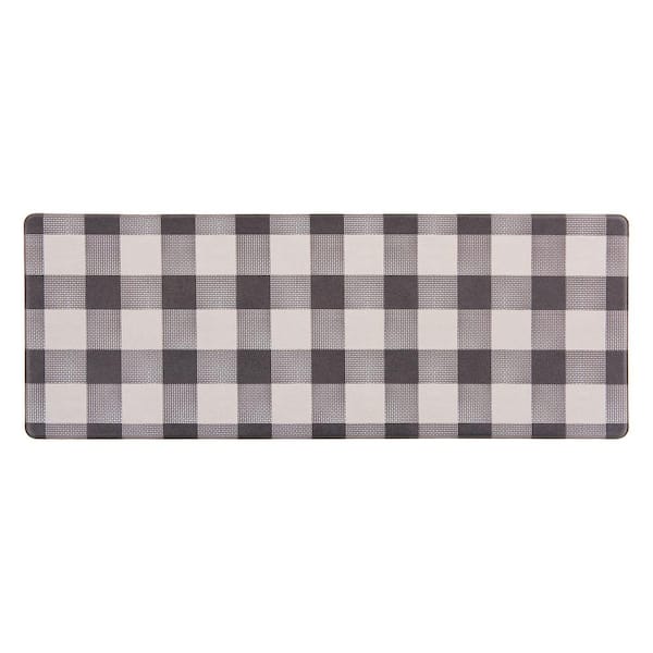 World Rug Gallery Checkered Plaid Black 18 in. x 47 in. Anti-Fatigue Standing Mat