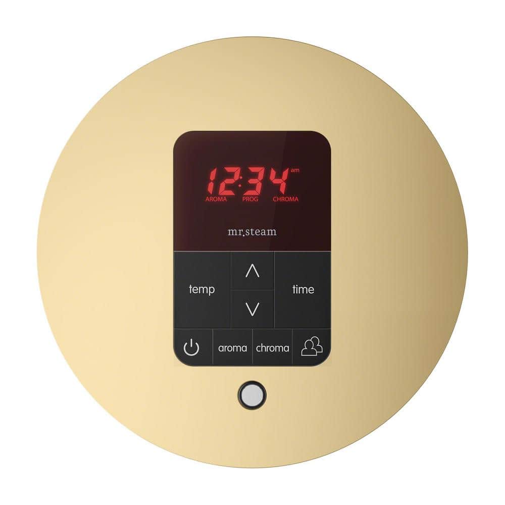 Mr. Steam iTempo Plus Round Steam Shower Control in Satin Brass