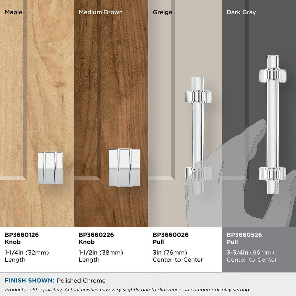 Davenport Polished Chrome Modern Cabinet Pull with Mounting Hardware