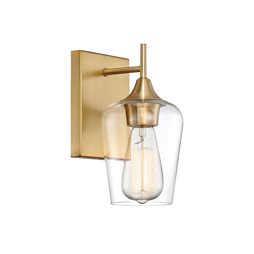 Elegant Octave 9.5" Brass and Bronze Wall Sconce with Clear Glass
