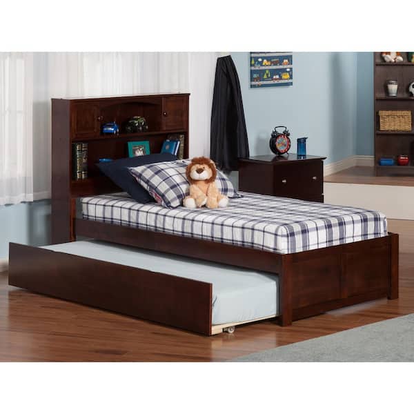 AFI Newport Twin Extra Long Bed with Footboard and Twin Extra Long Trundle in Walnut