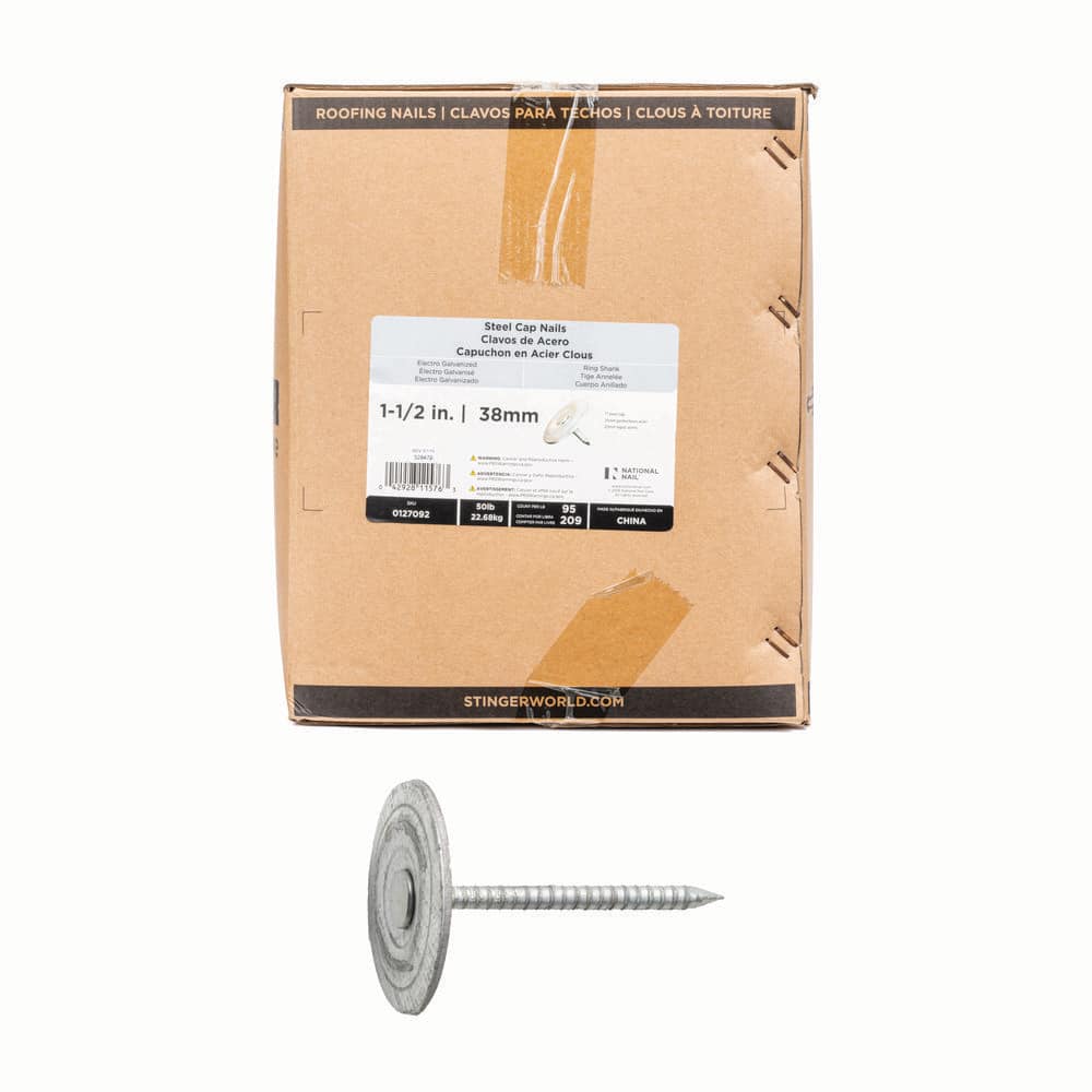 1-1/2 in. x 12-Gauge Electrogalvanized Ring Shank Steel Cap Roofing Nail 50 lbs. Box price history on PriceWatchPro
