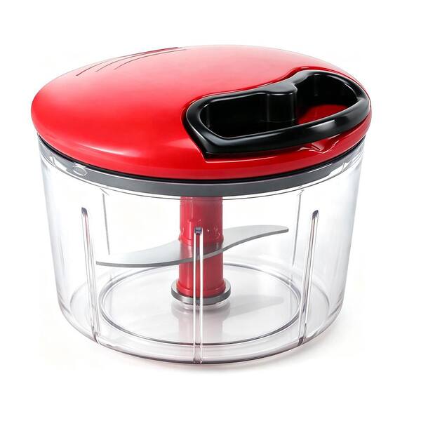 Red 3.4 Cups 0.8L Food Chopper, Pull Onion Chopper Dicer, Hand Powered Food Mincer