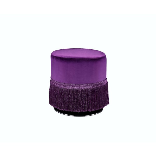 Unbranded Purple Velvet Tassel Base Ottoman Footstool (1 Set)