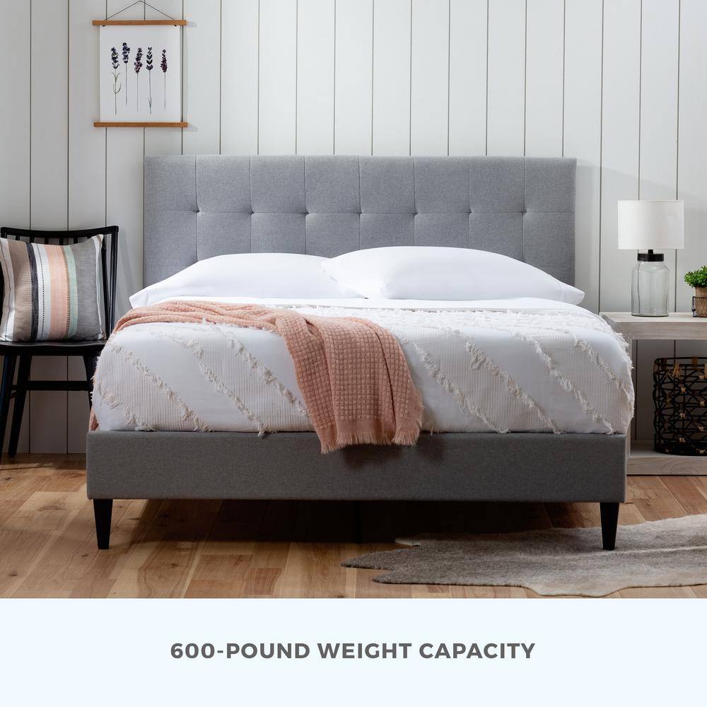 Queen Tara Square Tufted Linen-Look Upholstered Bed Frame