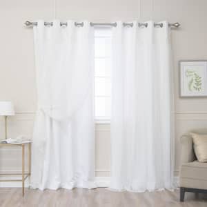 White Solid Grommet Room Darkening Curtain - 52 in. W x 84 in. L (Set of 2)