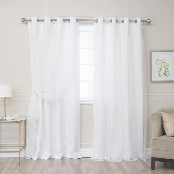 Best Home Fashion White Solid Grommet Room Darkening Curtain - 52 in. W x 84 in. L (Set of 2)