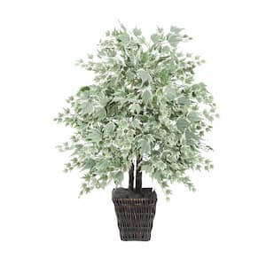 4 ft. Green Artificial Silver Maple Other Bush in Square Willow Basket