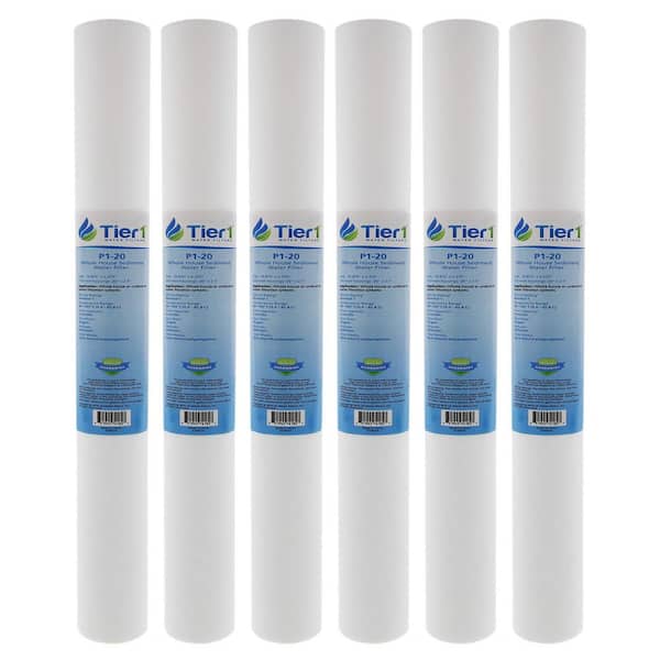 Tier1 Replacement Whole House Filter for P1-20 1 Mic 20 in. x 2.5 in. Spun Wound Polypropylene Sediment Cartridge (6-Pack)