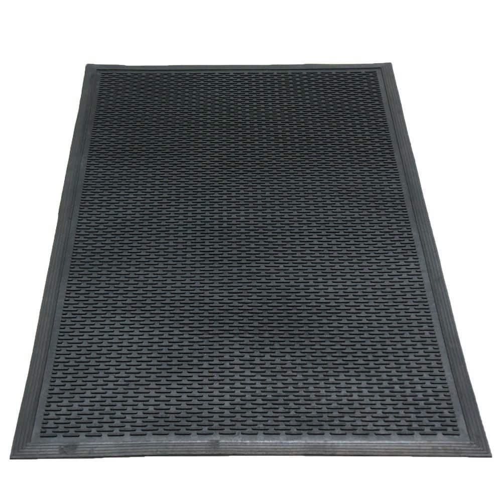 Black Rubber Outdoor Anti-Slip Entrance Door Mat 36" x 60"