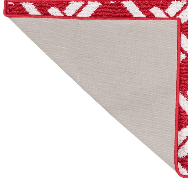 Baize Chain Red and White 2 ft. 2 in. x 6 ft. Tufted Runner Rug