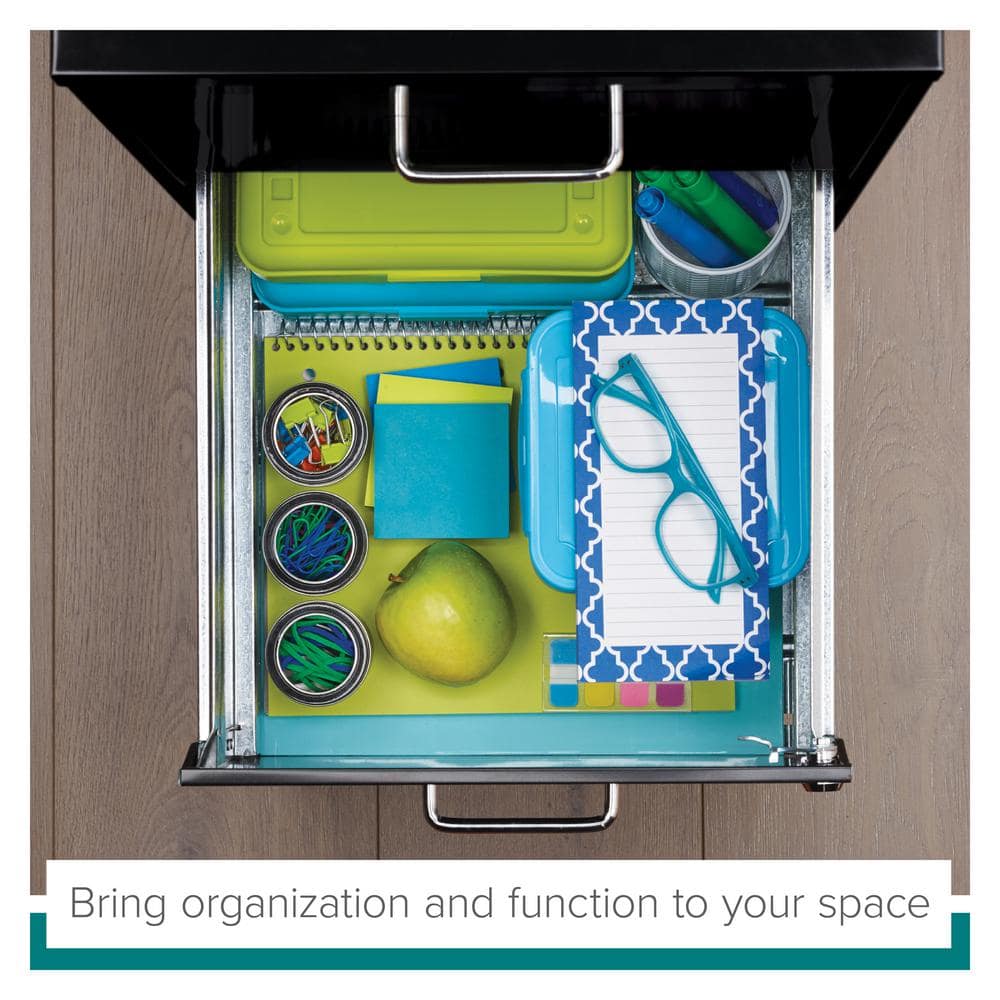 Black 18" Mobile 2-Drawer Lockable Vertical File Cabinet