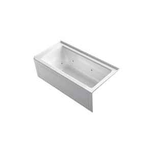 Archer 60 in. Right Drain Rectangular 3-Side Alcove Whirlpool Bathtub with Heater in White