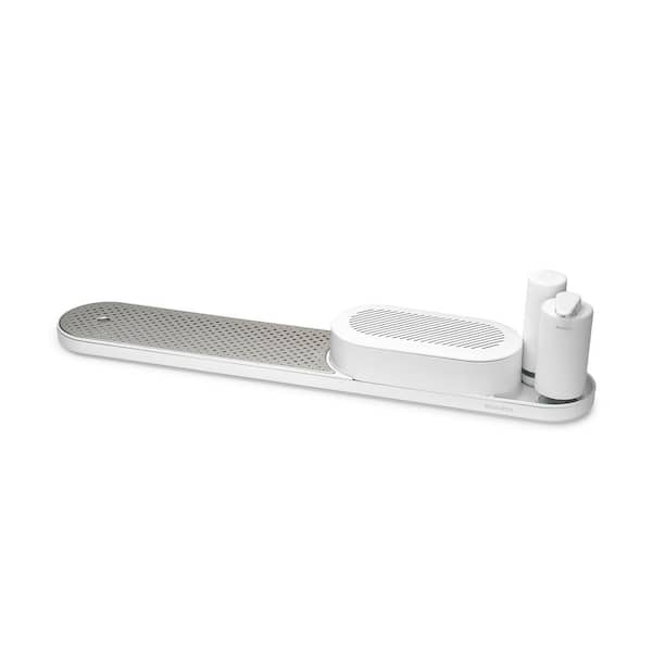 SinkStyle Organizer with Drying Tray, Soap Dispenser & Squeezer, Mineral Fresh White, Plastic Sink Accessory Set of 3