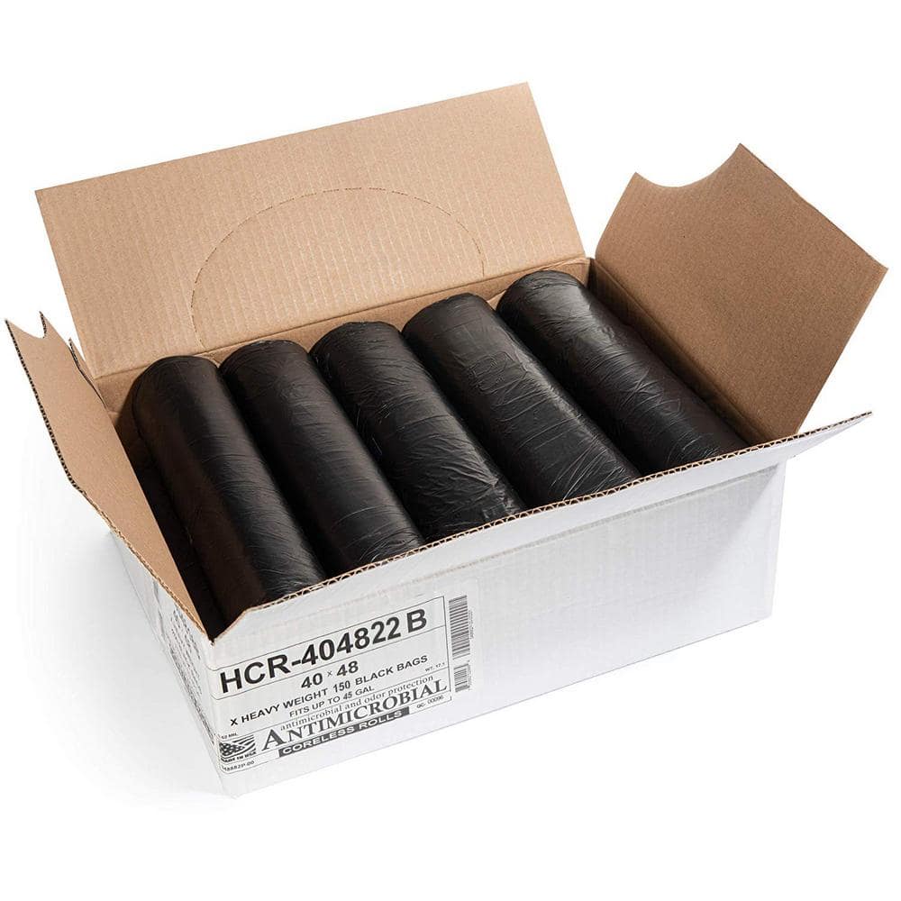 45 Gallon Black High Density Trash Bags, 150 Count