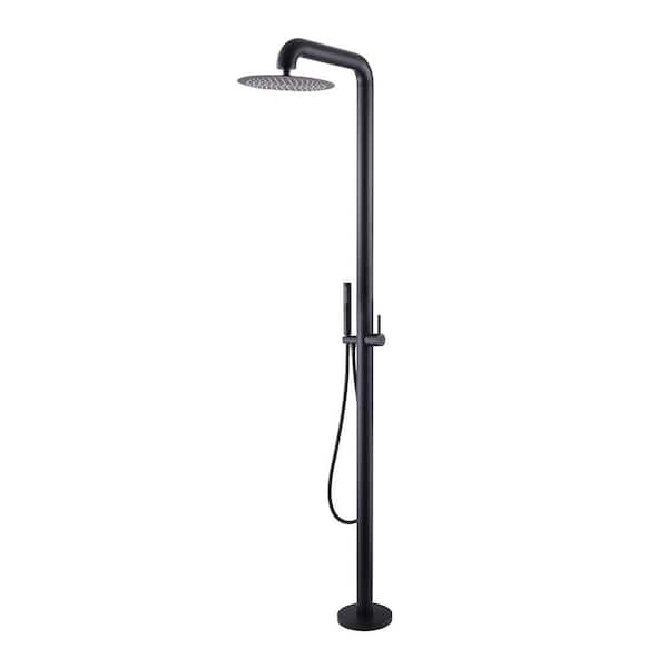 Outdoor Exposed 1-Handle Freestanding Floor Mount 2 GPM Tub Faucet Claw Foot Tub Faucet with Shower Head in Matte Black