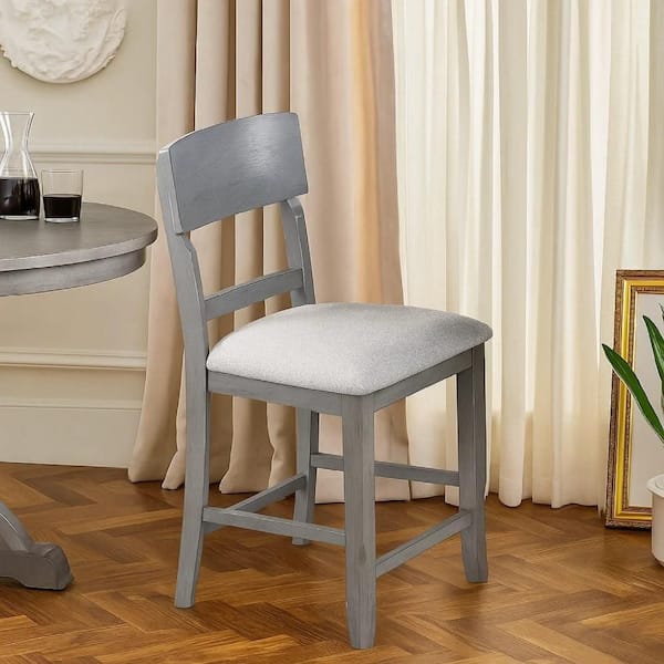 Keyan Gray Fabric Seat Counter Height Dining Chair Set of 2