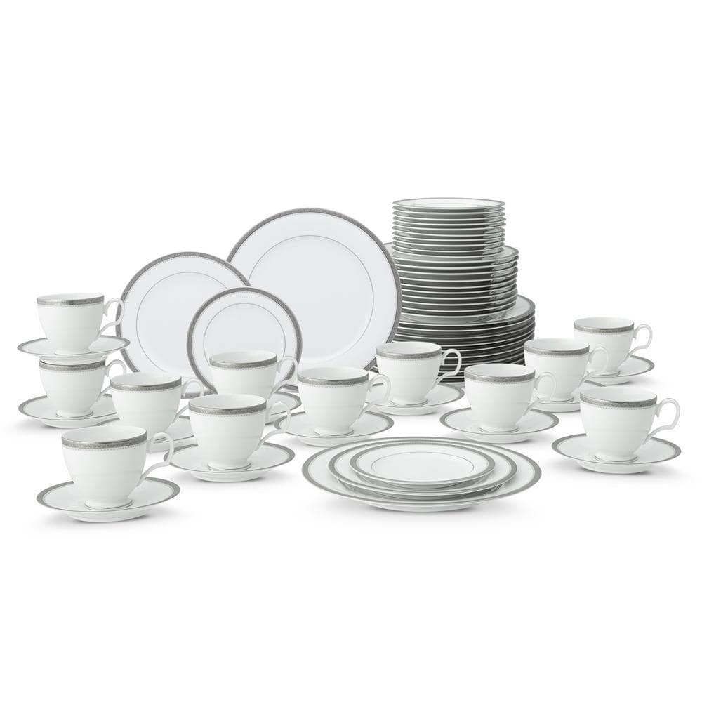 Noritake Charlotta Platinum 60-Piece (Platinum) Porcelain