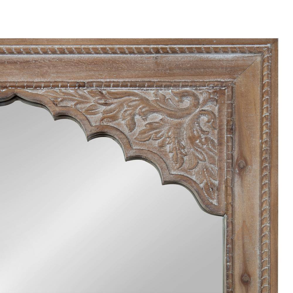 Rustic Brown Bohemian Full-Length Rectangular Wood Wall Mirror