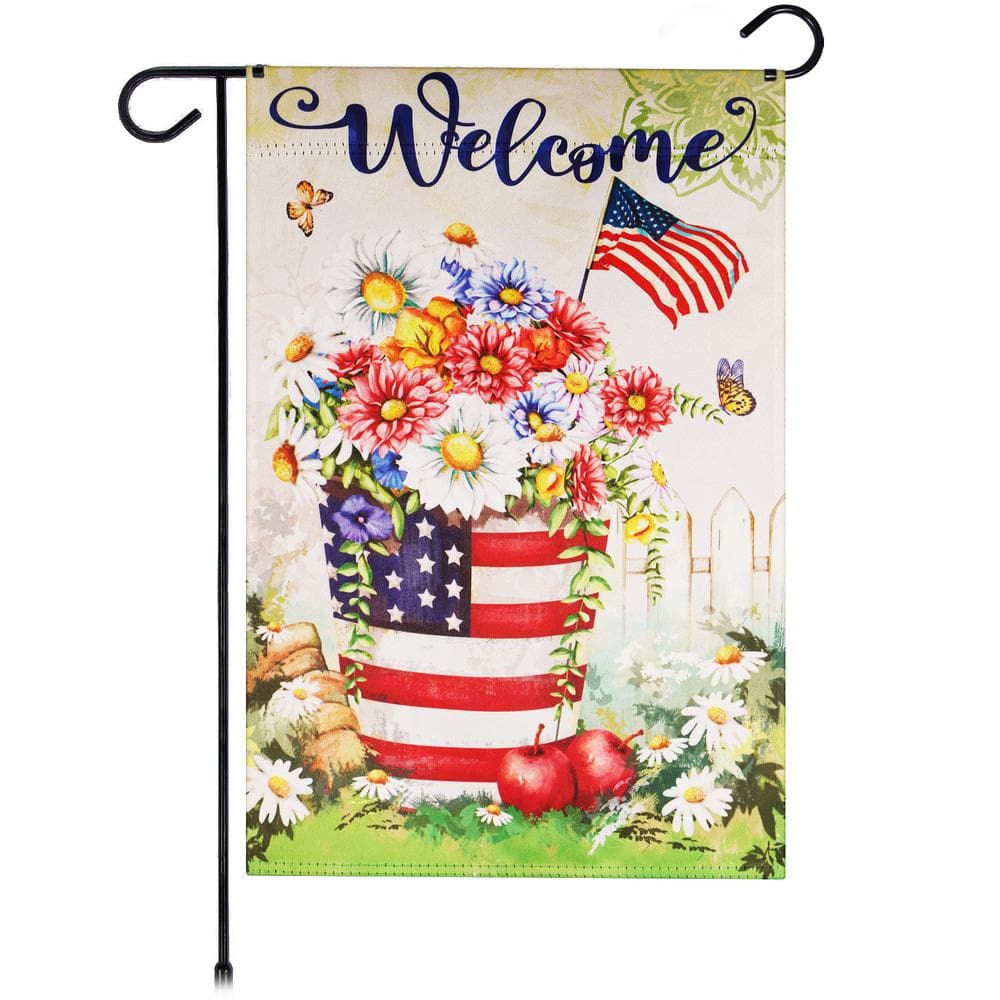 1 ft. x 1.5 ft. Polyester Welcome USA Flag Flower Pot 2-Sided Garden Flag Printed Blockout price history on PriceWatchPro