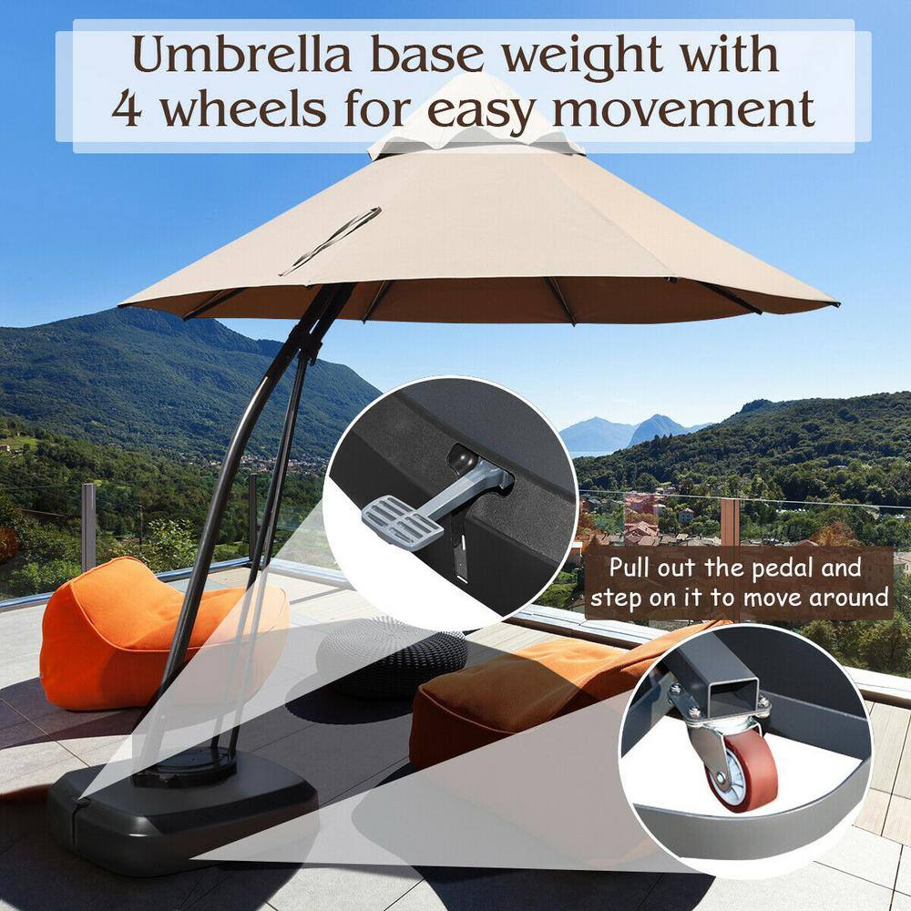 Tan 11-Foot Cantilever Patio Umbrella with Powder-Coated Aluminum Frame