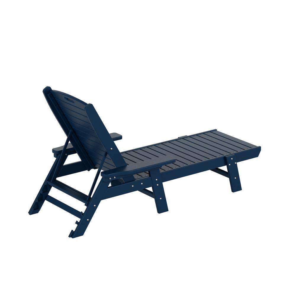 Laguna White HDPE Outdoor Patio Reclining Chaise Lounge Set with Side Table
