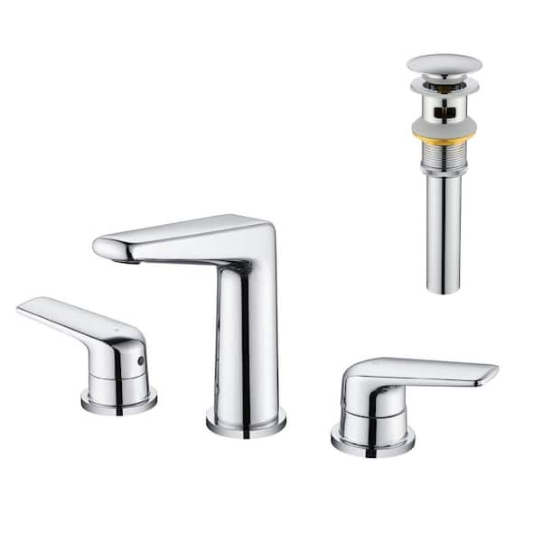 Deck Mount 8 in. Widespread Double Handle Bathroom Sink Faucet, 3 Hole Bathroom Faucet in Chrome
