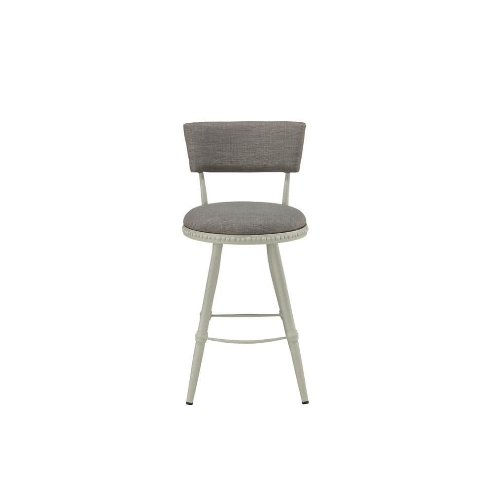 Gray Adjustable Swivel Metal Barstool with Padded Seat
