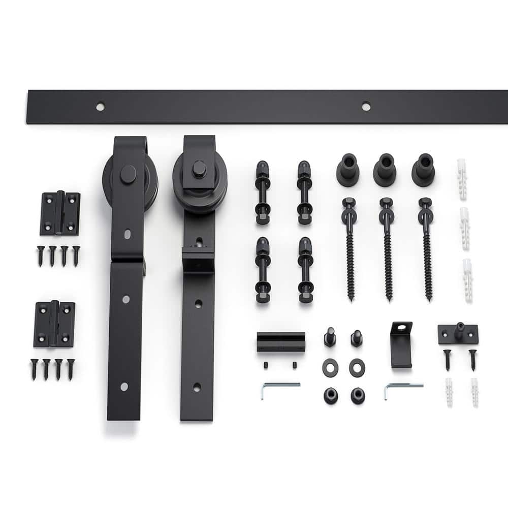 Dark Gray Solid Spruce Wood Bi-Fold Barn Door with Hardware Kit