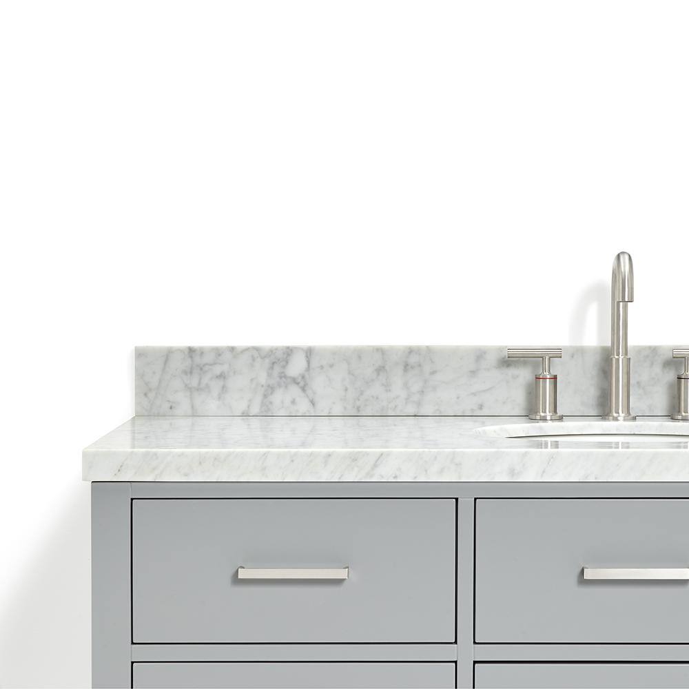 Hutton 55" Grey Wall-Mounted Single Basin Vanity with Carrara White Top