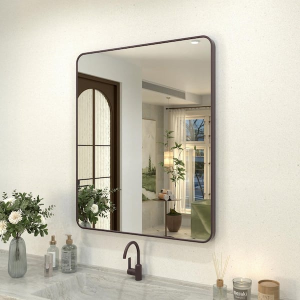 Gleamy 30 in. W x 36 in. H Rectangular Framed Wall Bathroom Vanity Mirror in Oil Rubbed Bronze