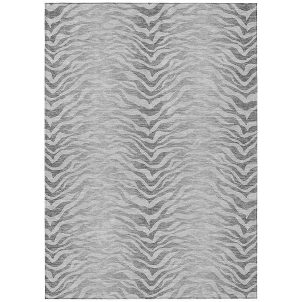 Chantille Machine Washable Indoor/Outdoor Abstract ACN2925 Silver 5 ft. x 7 ft. 6 in. Area Rug