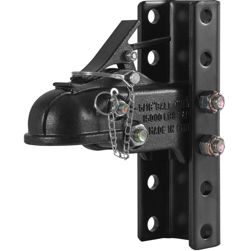 Heavy-Duty Black Adjustable Trailer Coupler with Channel Bracket