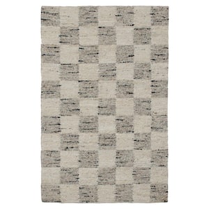 Andrew Beige/Charcoal 9 ft. x 12 ft. Checkered Hand-Woven Wool Blend Rectangle Area Rug