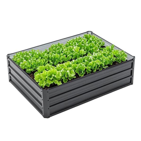 4 x 3 x 1 ft. Black Metal Rectangle Raised Garden Bed, Outdoor