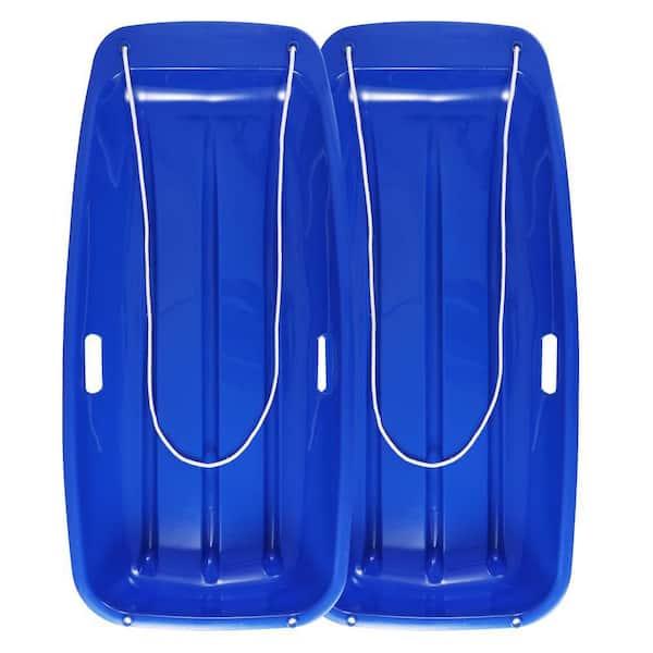TIRAMISUBEST 35 in. L Plastic Snow Sled in Blue (2-Pack)
